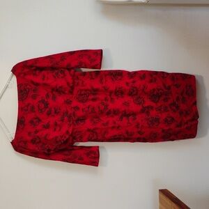 Mr. Mort | Vintage Red + Black Floral Formal Dress | Women's 5/6
